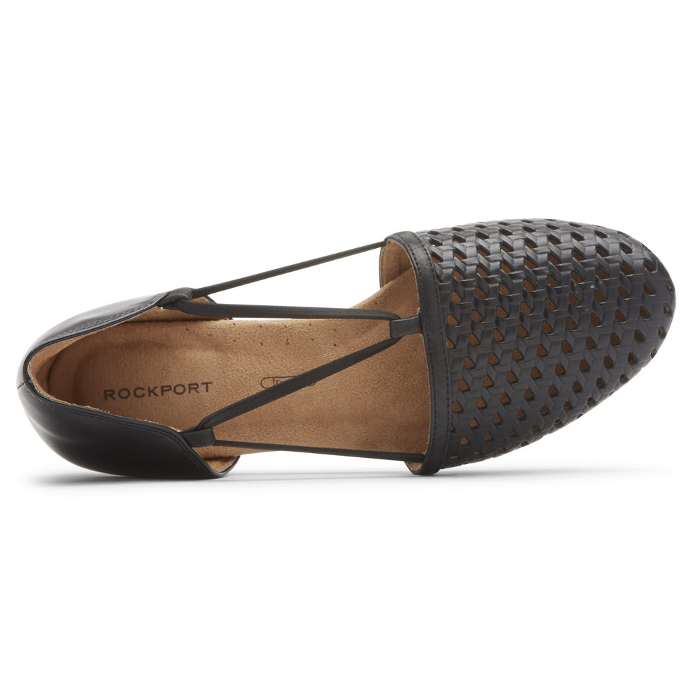 Rockport Flats Sko Dame Svart - Reagan Perforated - LJOH53968